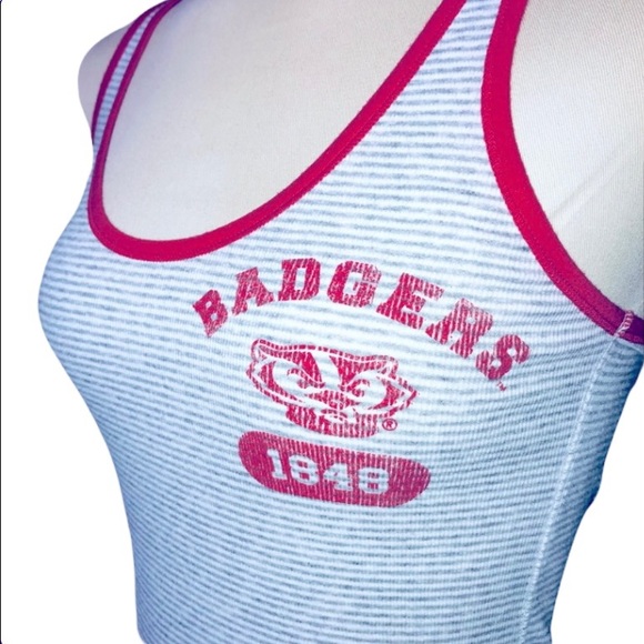 PINK Y2K Badgers racerback tank top gray L - Picture 3 of 8